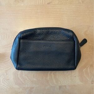 Furla black genuineness leather mini clutch/makeup bag